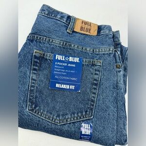 NWT Full Blue Men's 5-Pocket Relaxed Fit Straight Legs Jeans Sz 36x34 N0